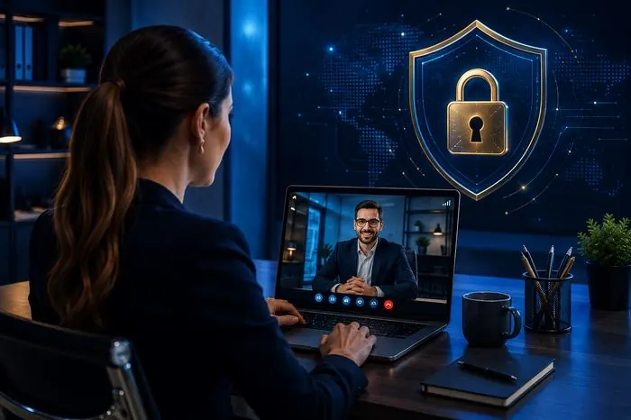 Cliente em videoconferência com um agente de validação de certificado digital